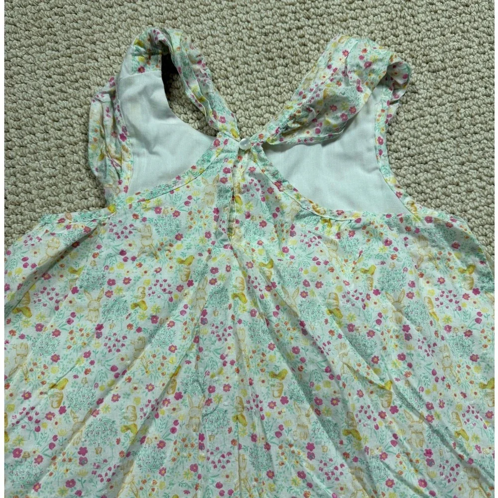 Shabby Chic Dress Girls Size 6 Spring Sundress Bunny Rabbit Floral Whimsical - Picture 5 of 7